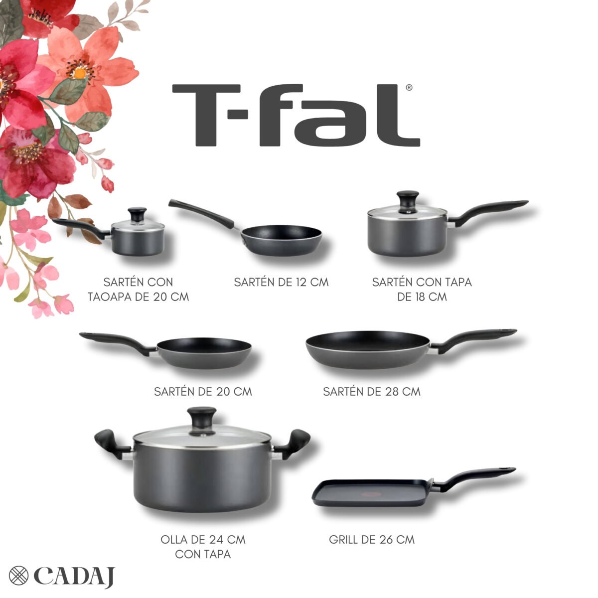 Bateria T-FAL 10 Piezas B167SA74 - Imagen 2